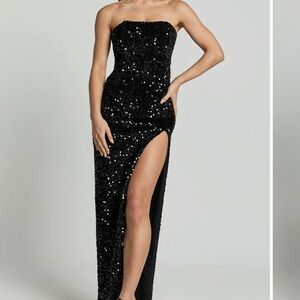 Showpo Black Strapless Sequin Dress Us 0 Sexy New tags